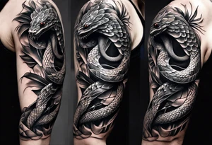 snake wrapping around entire arm starting at the shoulder tattoo idea