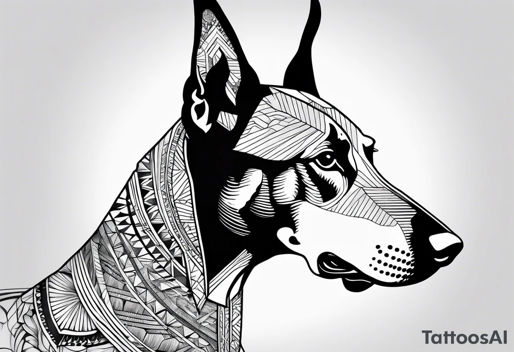 tropical egyptian dobermann tattoo idea
