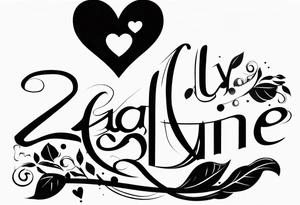 the name Zaqlyne with a heart after it tattoo idea