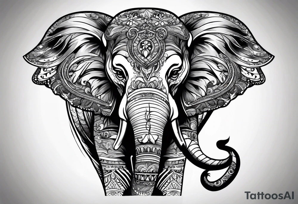 elephant smoking cigarette tattoo idea