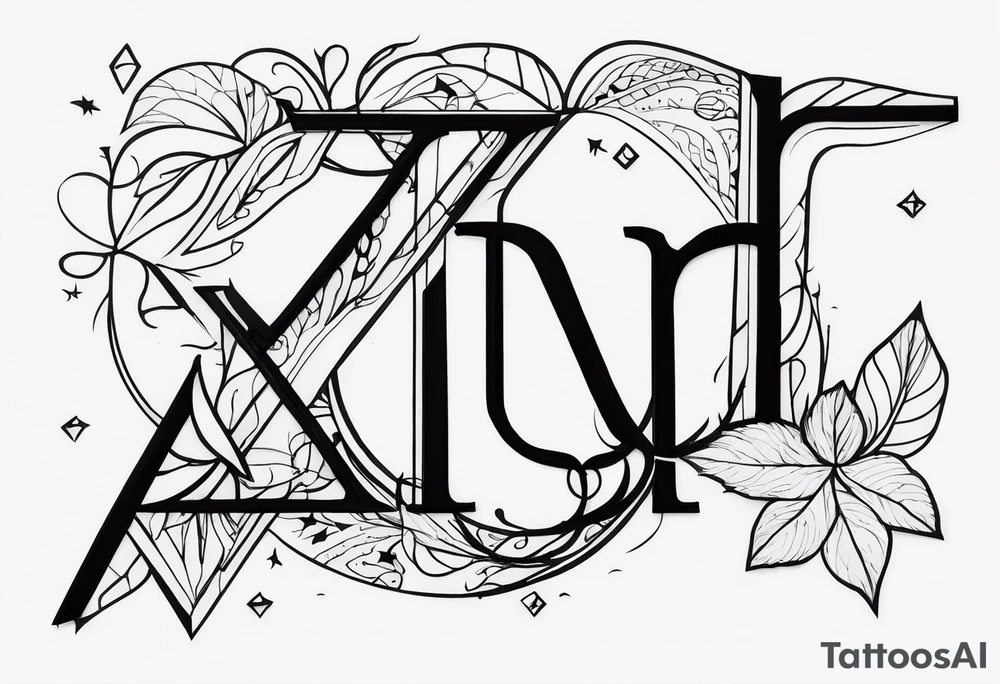 The letters AR together with the words always ready going down the side of the letters tattoo idea