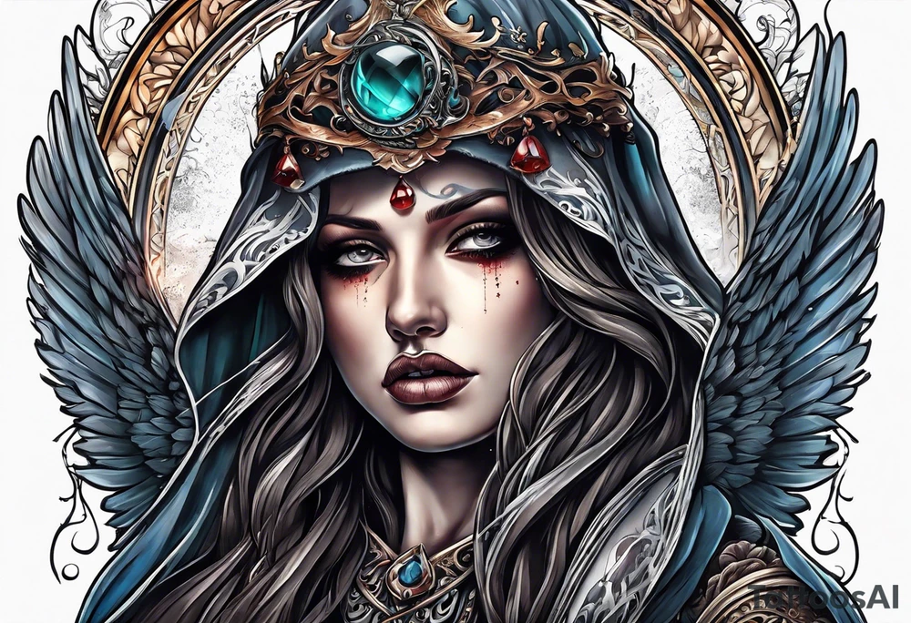 portrait of the biblical angel of death tattoo idea