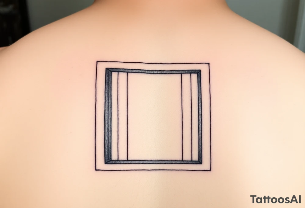 I want a minimal architectural fragment.
One consistent line weight, no shading, no symbolism.
A partial frame with internal parallel lines, open edges, and visible negative space.
It must feel unfinished by design.

on forearm, medium size

Base geometry

A partial rectangular frame, not closed.

Think:

Two long parallel vertical lines

One short horizontal line connecting them near the top

Bottom left open

This matters:

Frames imply structure

Open edges prevent completion

It reads as architectural, not symbolic

Internal system

Inside the frame:

4–7 vertical parallel lines

Uneven spacing (measured irregularity)

One line slightly interrupted or offset

No curves yet. Keep it disciplined. tattoo idea