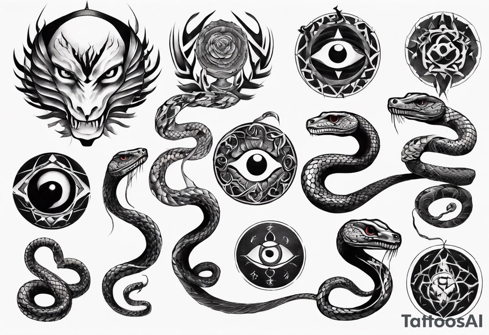 Snake of nine eyes tattoo idea