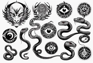 Snake of nine eyes tattoo idea