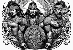 Maori warrior protecting family tattoo idea