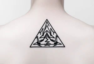 Geometric small triangle about different paths in life merge together and become stronger while being psychedelic and trippy make it fine thin lined tattoo idea
