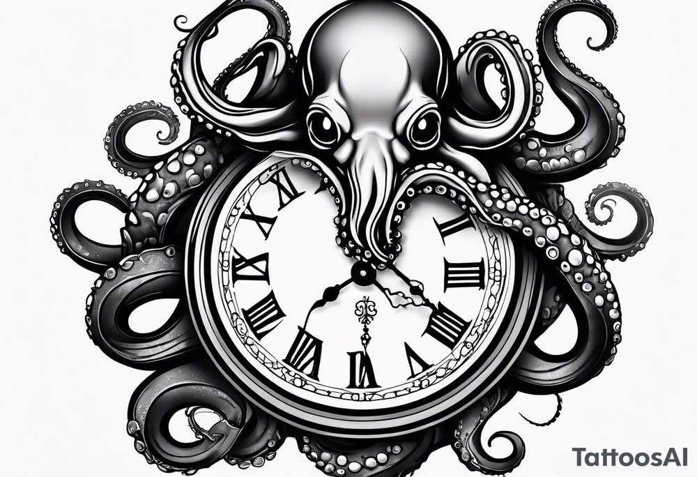 pocket watch wrapped under an aggressive octopus tattoo idea pocket watch wrapped under an aggressive octopus tattoo idea