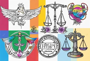Massachusetts outline in pride colors with a Libra sign tattoo idea