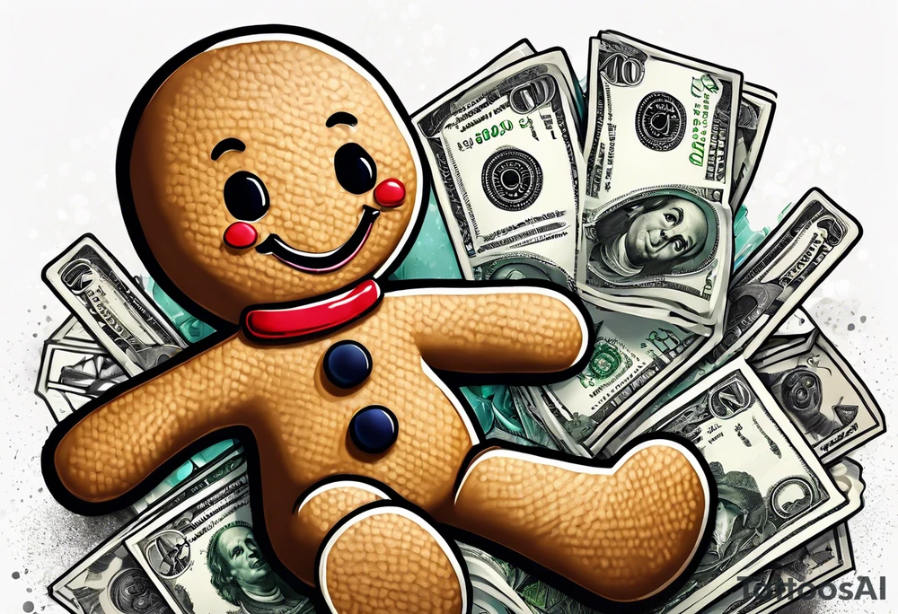 gingerbread man with a money shot tattoo idea