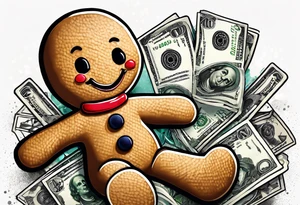 gingerbread man with a money shot tattoo idea