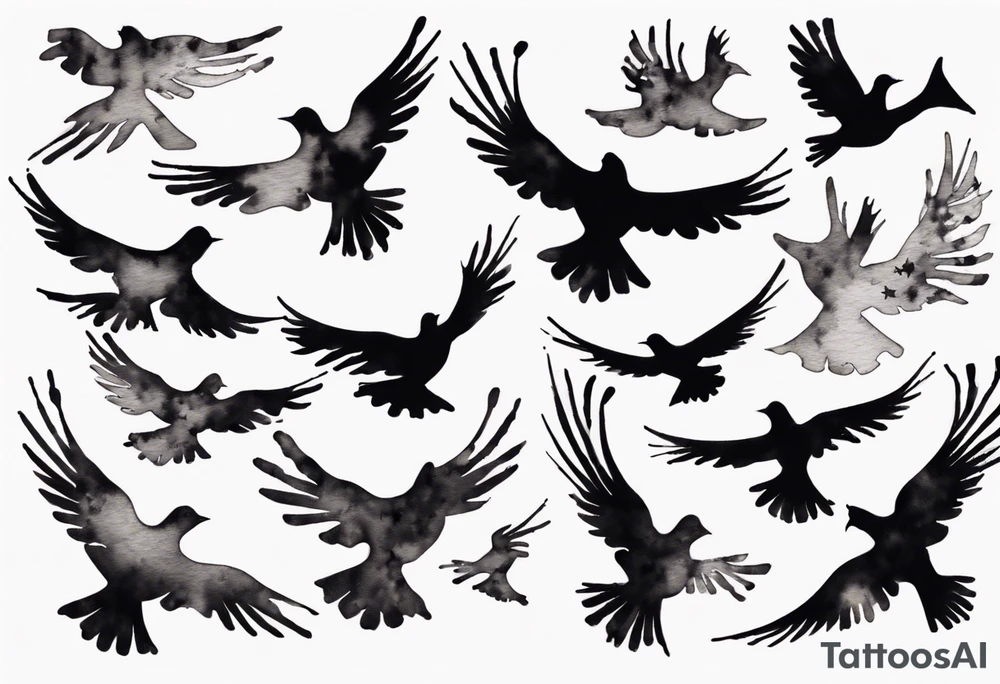 composition with birds flying free, puzzle piece tattoo idea composition with birds flying free, puzzle piece tattoo idea