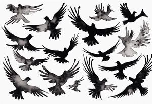 composition with birds flying free, puzzle piece tattoo idea