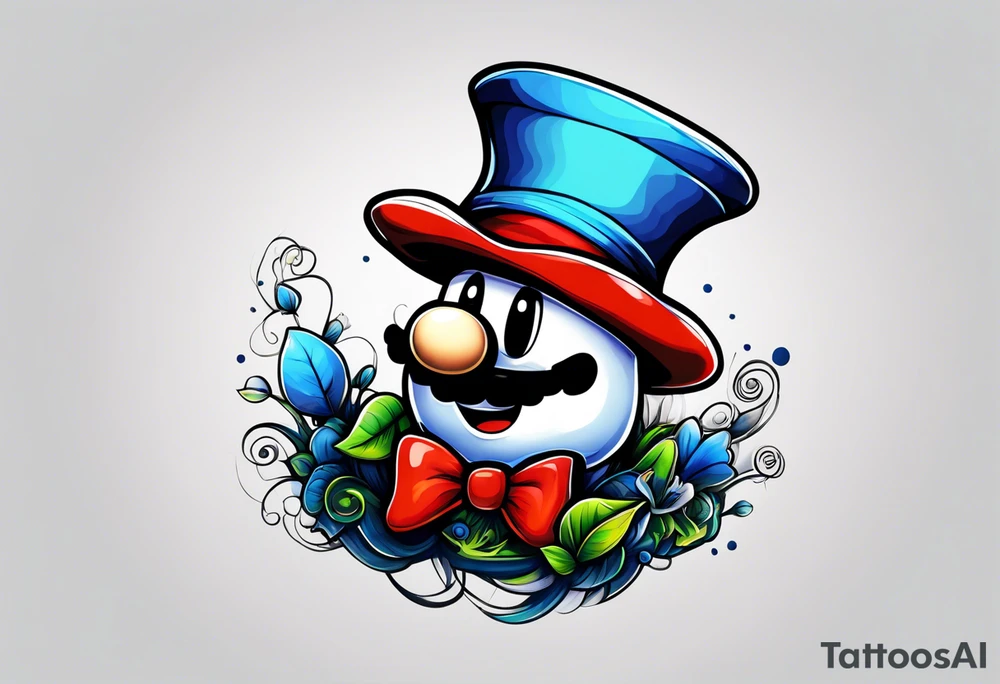 Madhatter blue mushroom mario tattoo idea