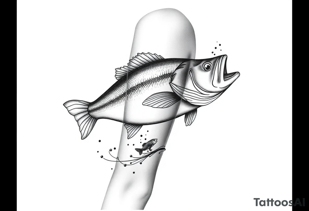 bass an fish in water sleeveless tattoo idea