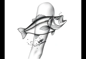 bass an fish in water sleeveless tattoo idea