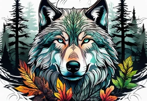 Forest in wolf tattoo idea
