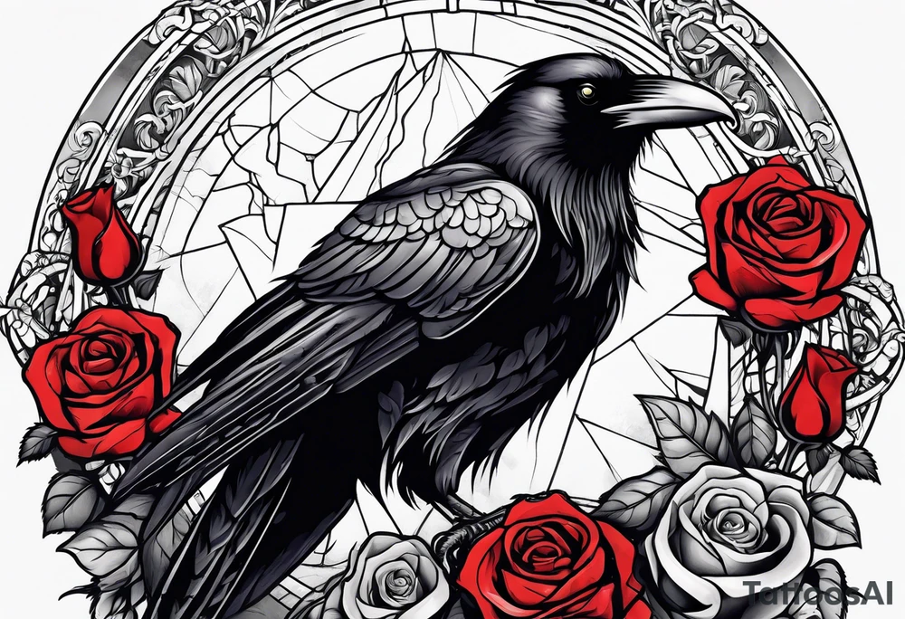 Raven holding  rose tattoo idea