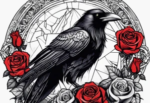 Raven holding  rose tattoo idea