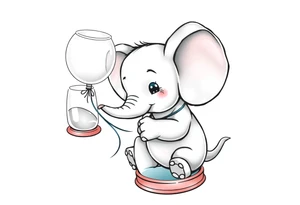 Baby elephant in  hour glass holding autism balloon tattoo idea