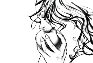 Beautiful  seductive woman eating an apple tattoo idea