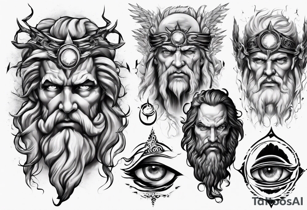 zeus lightnings in eyes tattoo idea