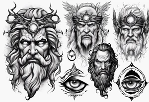zeus lightnings in eyes tattoo idea