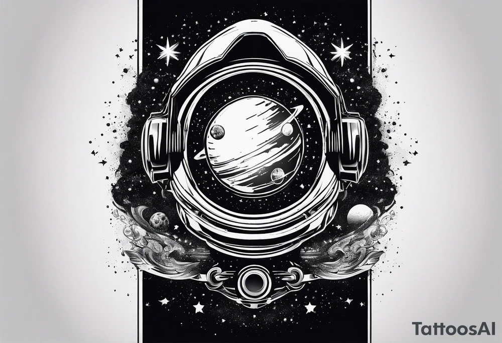 Music and space themed tattoo idea