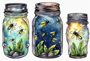 Fireflies coming out of a mason jar tattoo idea