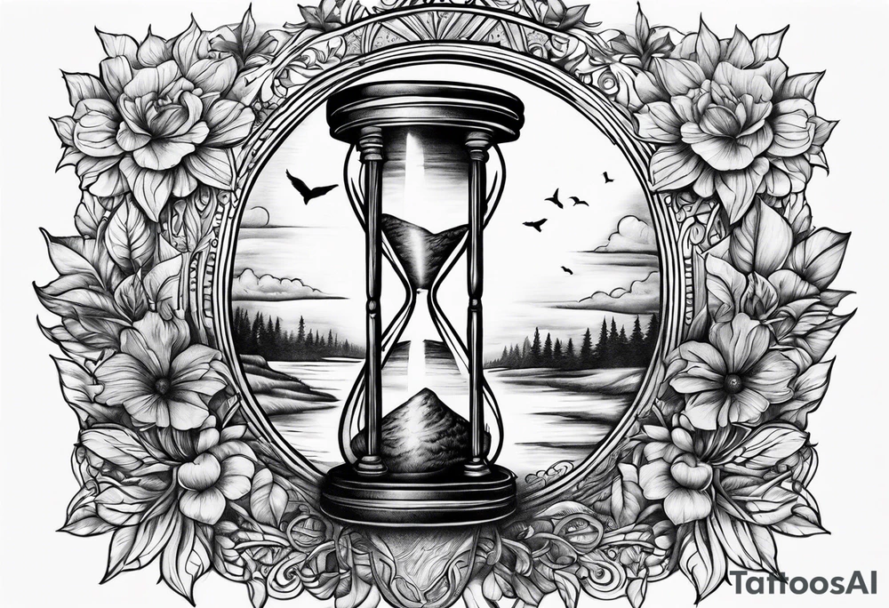 hourglass grandfather memorial sunset tattoo idea