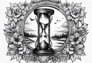 hourglass grandfather memorial sunset tattoo idea
