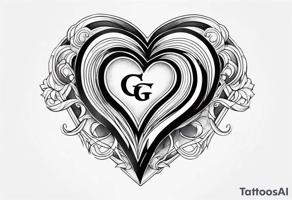 heart with a letter g tattoo idea