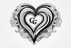 heart with a letter g tattoo idea