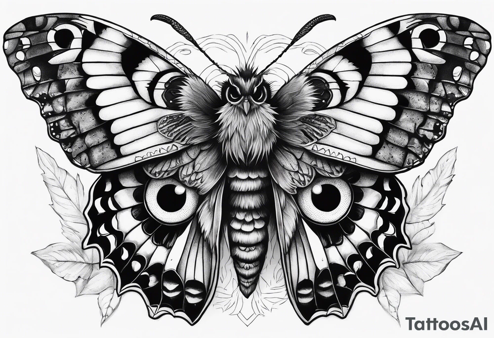 Dead head moth with owl eyes tattoo idea