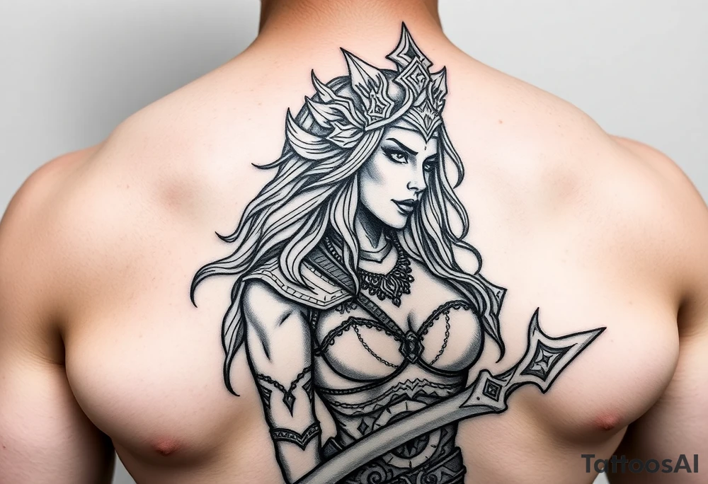 Goddess warrior sexy woman tattoo idea