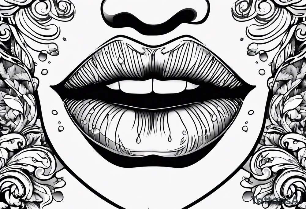 sexy lips dripping tattoo idea