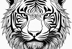 abstract fine line tiger full body tattoo idea