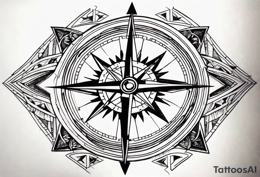 full arrow compass tattoo idea