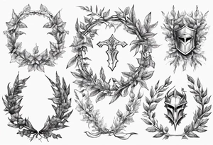 Knight wreath leaves tattoo idea