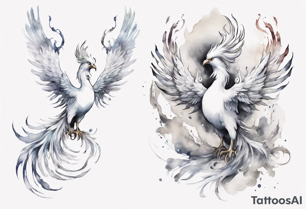 a white phoenix wearing a diadem tattoo idea