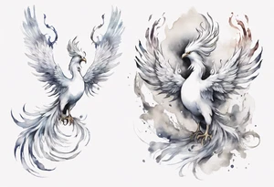 a white phoenix wearing a diadem tattoo idea