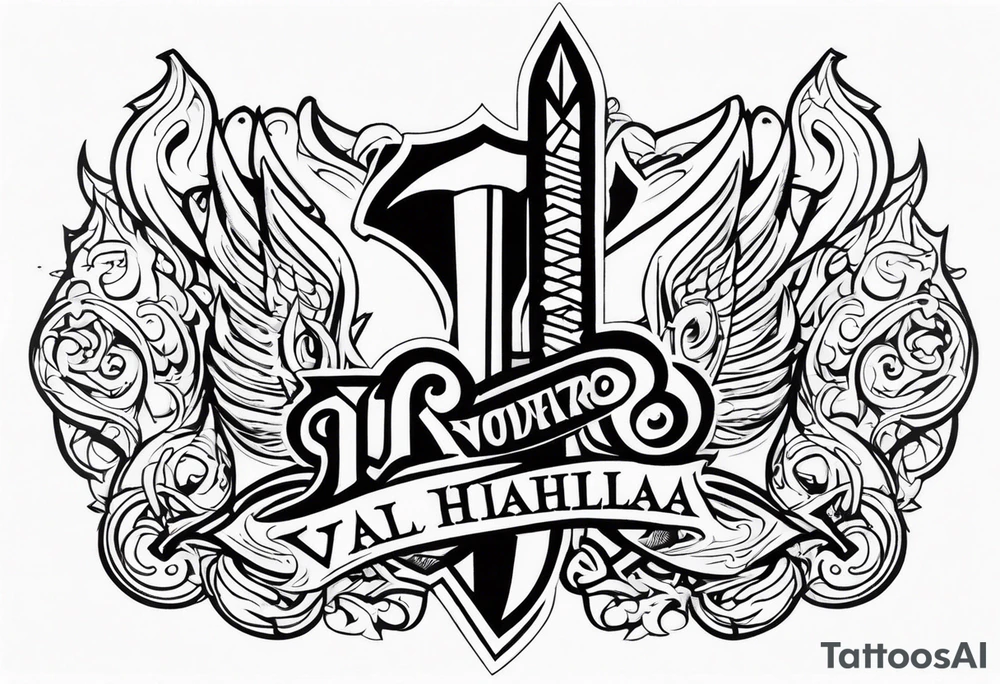 Valhalla axe sword tattoo idea