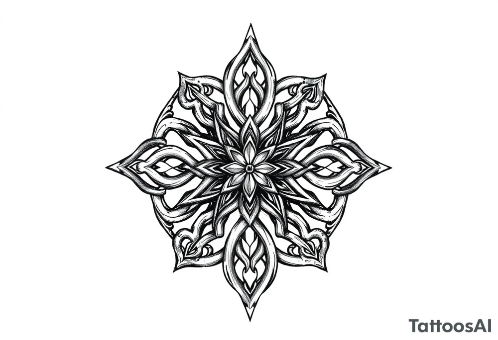 Celtic star fancy knotwork detailed filigree tattoo idea