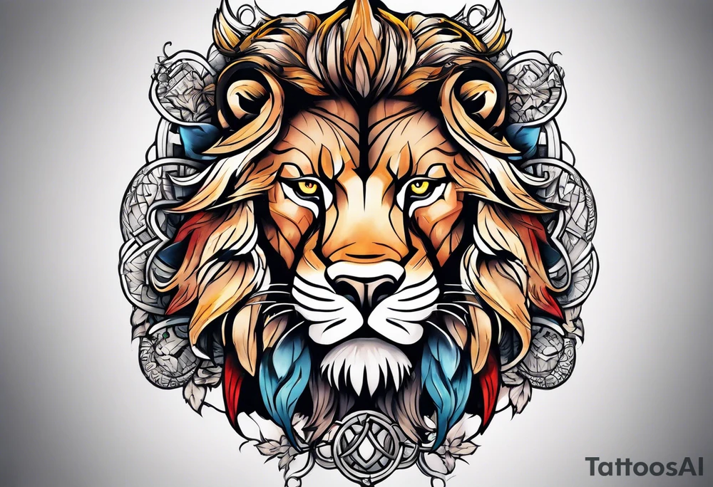 Cross, Vikings and a lion tattoo idea