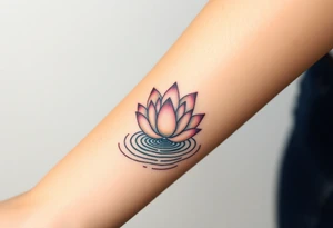 serene lotus flower emerging from sacred waters with ripples tattoo idea