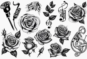 music, roses tattoo idea