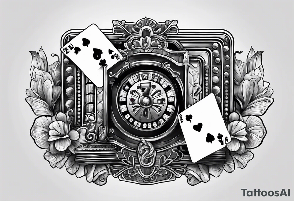 luck number 7 poker machine tattoo idea