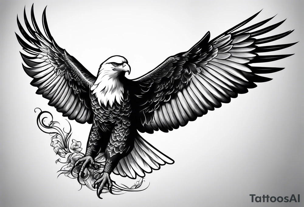 Eagle and a White Dove fly side by side tattoo idea