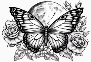 carnation butterfly moon behind tattoo idea