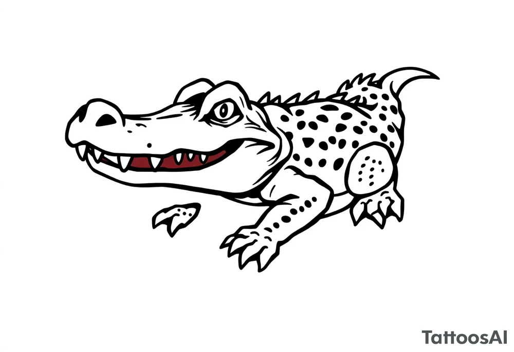 Traditional style angry alligator tattoo idea